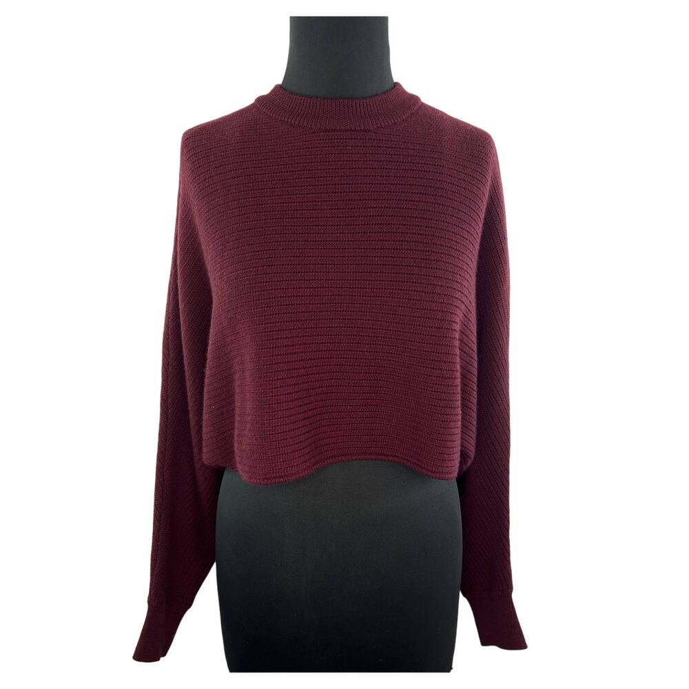 Wilfred Free Harper Burgundy Long Sleeve Merino Wool Cropped Women's Sweater S